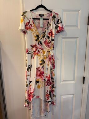 Floral Wrap High-Low Dress with Tie Waist